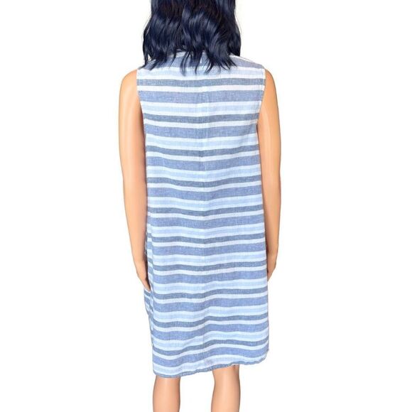 Beachlunchlounge Collection Blue and White Striped Linen Dress Size Small - Picture 5 of 6